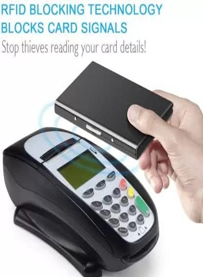 encELade Black Metal Water-Resistant Stainless Steel Debit/Credit Business ATM 6 (Unisex) Card Holder (Set of 1, Black) - Image 3